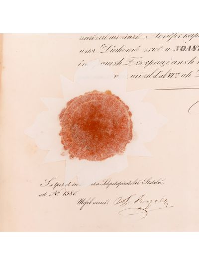 Diplomă de înălțare în rangul de pitar, semnată olograf de Barbu Dimitrie Știrbei, 1851