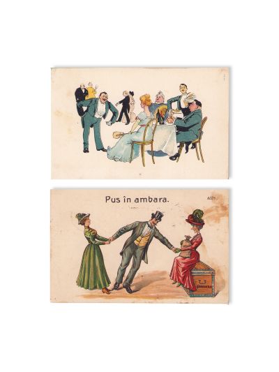 Ilustrate comice, șase cărți poștale