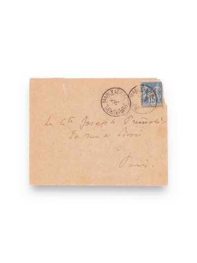 Alexandre Dumas Fiul, fotografie tip carte poștală + bilet trimis unui amic