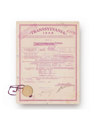 Societatea Generală de Asigurare „Dacia-România”, „Transsylvania 1868”, două polițe de asigurare 