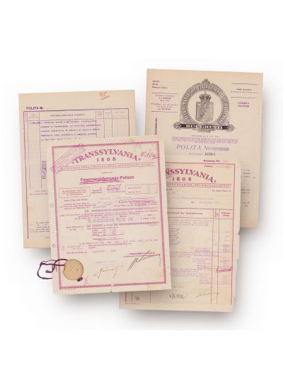 Societatea Generală de Asigurare „Dacia-România”, „Transsylvania 1868”, două polițe de asigurare 