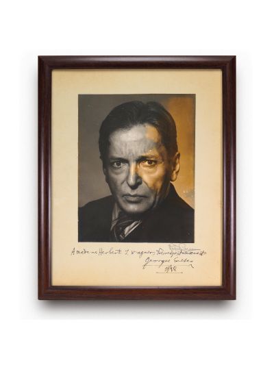 George Enescu, fotografie de mari dimensiuni, cu dedicație olografă pentru doamna Herbert A. Wagner, 1948