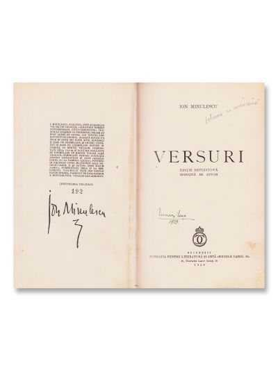 Ion Minulescu, Versuri, 1939, exemplar numerotat