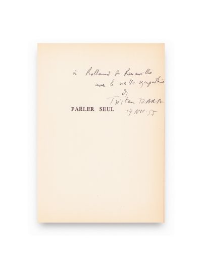Tristan Tzara, Parler seul, 1955, exemplar numerotat și cu dedicație 