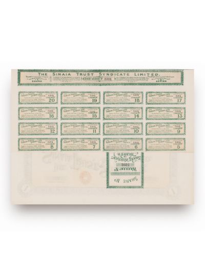 The Sinaia Trust Syndicate Limited, acțiune în valoare de 25 lire sterline