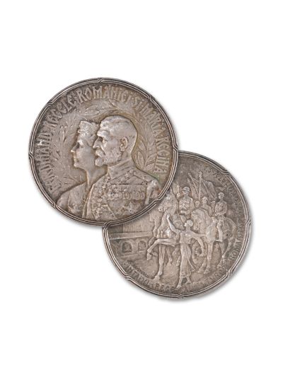 Încoronarea regelui Ferdinand I și a reginei Maria, medalie din argint, gravorul C. Kristescu