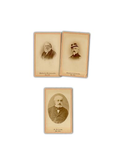 N. Golescu, R. Golescu, E. Hurmuzaki, trei fotografii realizate de Frații Șaraga