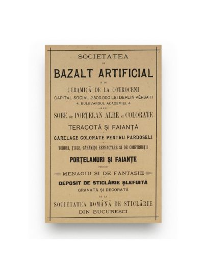 Societatea de Bazalt Artificial, reclamă tip afiș, 1897