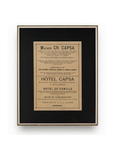 Hotelul și cofetăria Casa Capșa, reclamă tip afiș, 1897