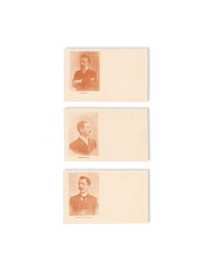 Duiliu Zamfirescu, Alexandru I. Bassarabescu și Ioan Adam, trei cărți poștale ilustrate, tip carte de vizită