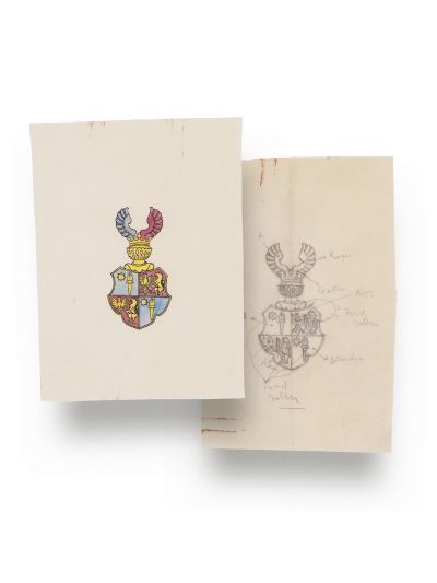 Familia I. V. Socec, carnet de identitate + meniu + blazon