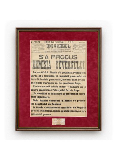 Publicația „Universul”, ediție specială, 7 iunie 1930, Demisia Guvernului Maniu