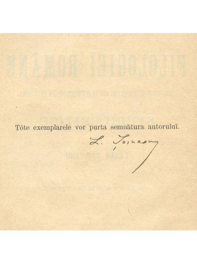 Lazăr Șăineanu, Istoria Filologiei române, 1895, cu semnătură olografă