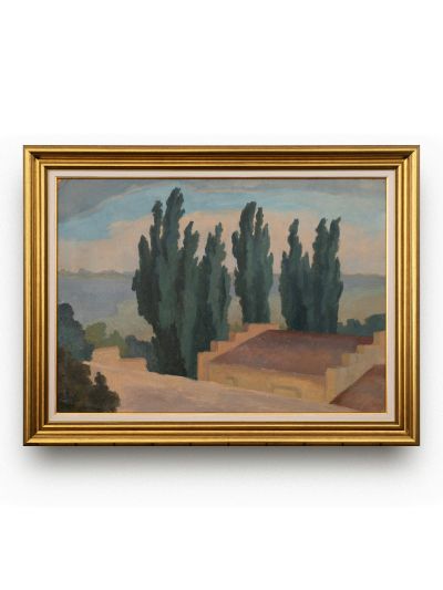 G. M. Cantacuzino, Vârfuri de plopi, ulei pe carton