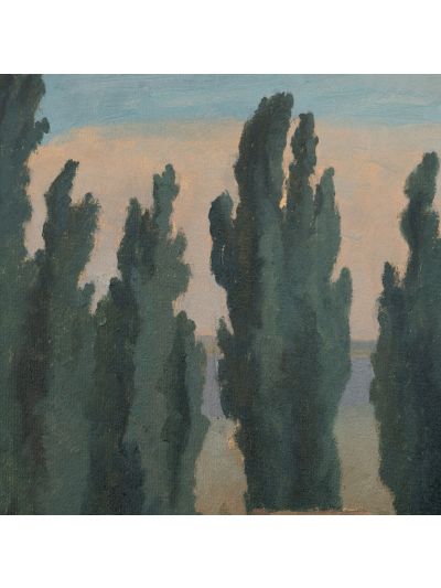 G. M. Cantacuzino, Vârfuri de plopi, ulei pe carton