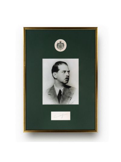 Regele Carol al II-lea, bilet cu semnătură olografă + fotografie de epocă