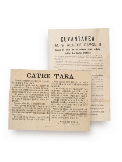 Două afișe privind formarea guvernului de „Uniune Națională”, 1931