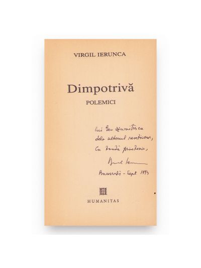 Virgil Ierunca, Dimpotrivă, 1994 + Monica Lovinescu, Unde scurte, 1978, volume cu dedicație pentru Geo Dumitrescu