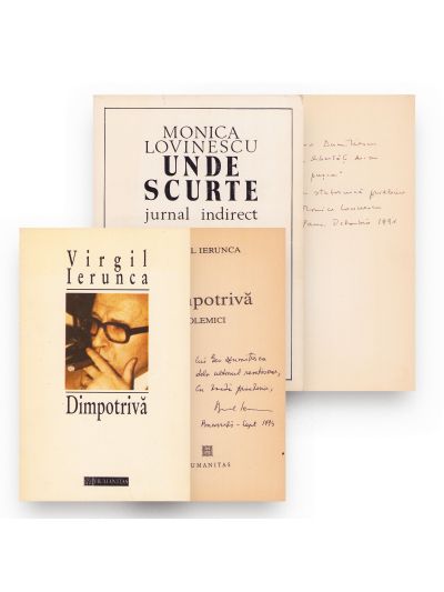 Virgil Ierunca, Dimpotrivă, 1994 + Monica Lovinescu, Unde scurte, 1978, volume cu dedicație pentru Geo Dumitrescu