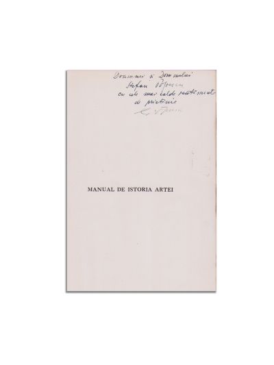 G. Oprescu, Manual de Istoria Artei, cu dedicația autorului pentru Ștefan Popescu