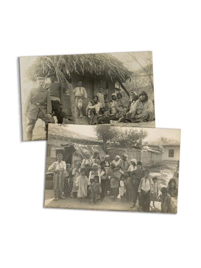 Grupuri de țigani, două fotografii tip carte poștală
