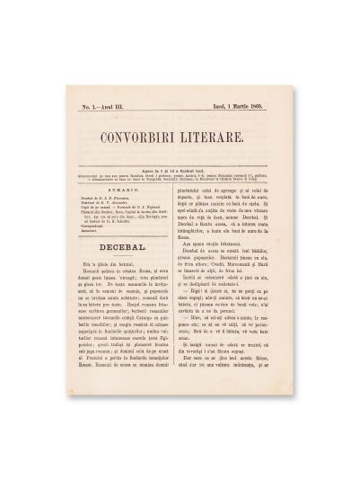 Publicația „Convorbiri Literare”, Anul III, 24 numere, 1869-1870, cu scrieri diverse de V. Alecsandri