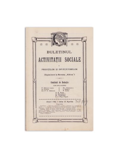 Buletinul activității sociale a preoților și învățătorilor, Anul I, 1908-1909