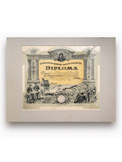 Societatea generală „Locomotiva” a Mecanicilor Conducători ai C.F.R., diplomă în alb