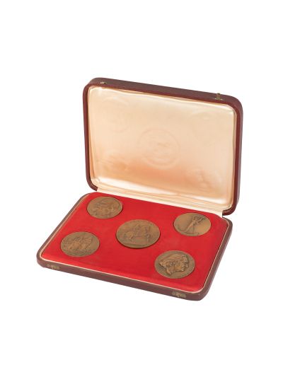 Colecție de 5 medalii din bronz bătute în cinstea Budapestei