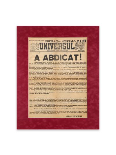 Publicația „Universul”, 6 septembrie 1940, Ediție specială - Abdicarea regelui Carol al II-lea