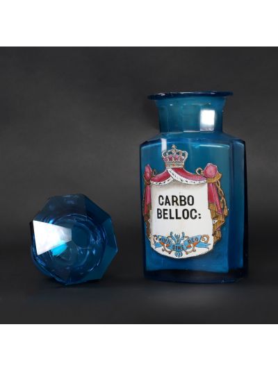 Flacon de farmacie pentru medicamente, sticlă albastră, cca. 1900