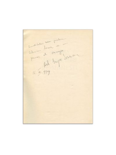Grigore Ionescu, Istoria arhitecturii românești, 1937, cu dedicație olografă