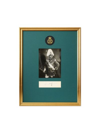 Regele Carol al II-lea în uniformă de mareșal, fotografie de presă + semnătură olografă