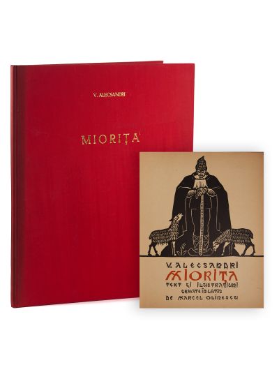 Vasile Alecsandri, Miorița, cu ilustrații de Marcel Olinescu, 1940, cu dedicație pentru M. N. Rusu