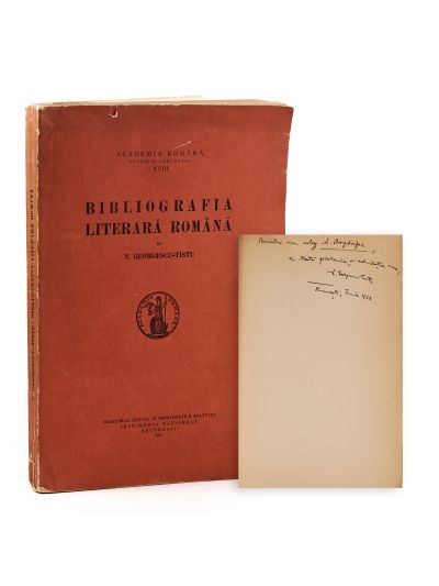 N. Georgescu-Tistu, Bibliografia literară română, 1932, cu dedicație pentru N. Bagdasar