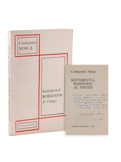 Constantin Noica, Sentimentul românesc al ființei, 1978, cu dedicație pentru Valeriu Anania