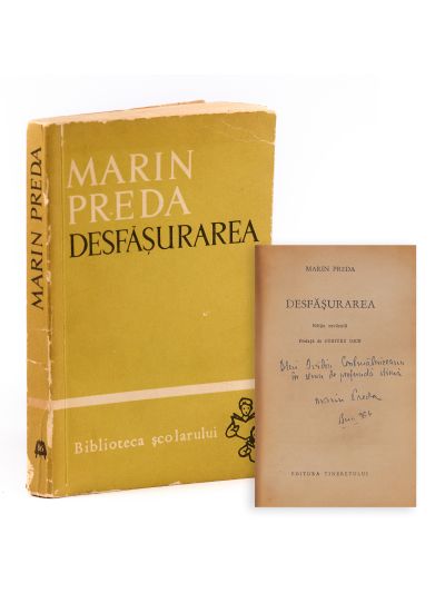 Marin Preda, Desfășurarea, 1964, cu dedicație pentru Ovid Crohmălniceanu 