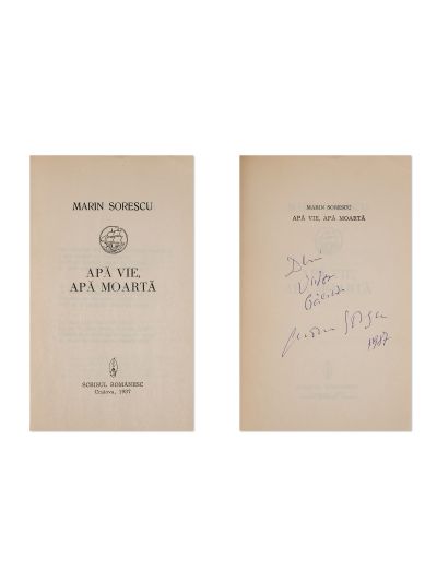 Marin Sorescu, Apă vie, apă moartă, 1987, cu dedicație 