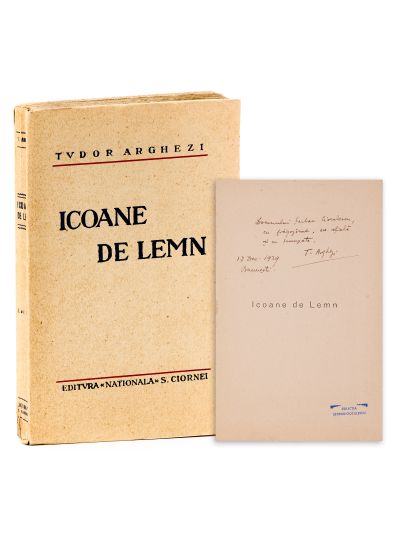 Tudor Arghezi, Icoane de lemn + articole și broșuri, 1930, cu dedicație pentru Șerban Cioculescu