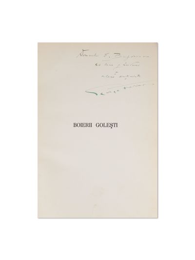 George Fotino, Din vremea renașterii naționale a Țării Românești. Boierii Golești, 1939, cu dedicație pentru E. Bujoreanu