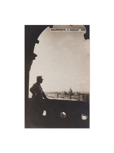 General Gheorghe Rusescu la Budapesta, fotografie tip carte poștală, 1919