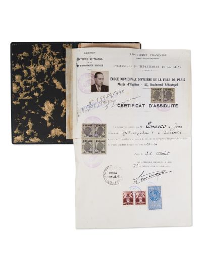 Ion I. Enescu, diplomă a Școlii Superioare de Arhitectură din Paris, 1933 + certificat de absolvire a Școlii de Higienă, 1934
