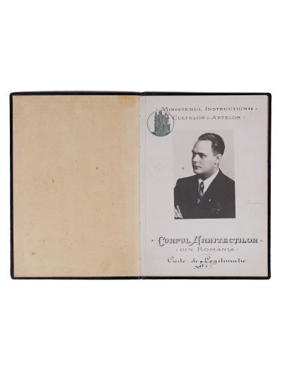 Constantin C. Pomuț, carte de legitimație pentru Corpul arhitecților, 1938, realizată de Marcu Mutzner 