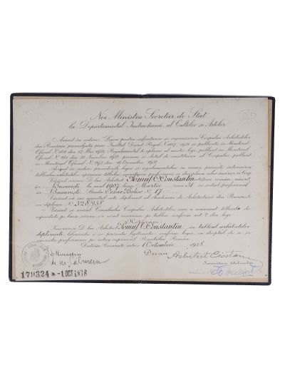 Constantin C. Pomuț, carte de legitimație pentru Corpul arhitecților, 1938, realizată de Marcu Mutzner 