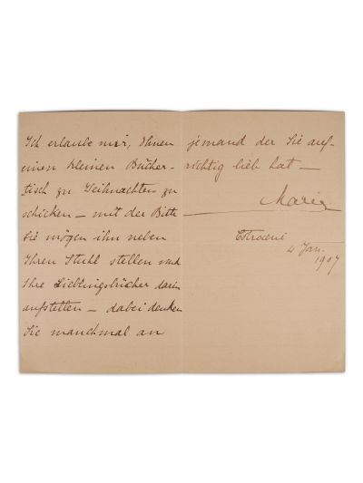 Principesa Maria a României, scrisoare olografă, 4 ianuarie 1909 