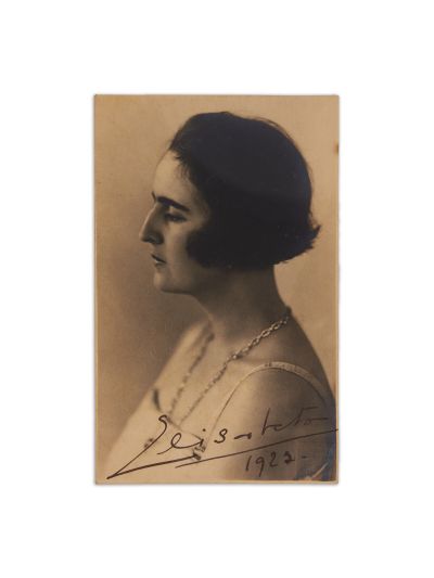 Regina Elisabeta a Greciei, fotografie tip carte poștală, 1923, cu semnătură, atelier Julietta