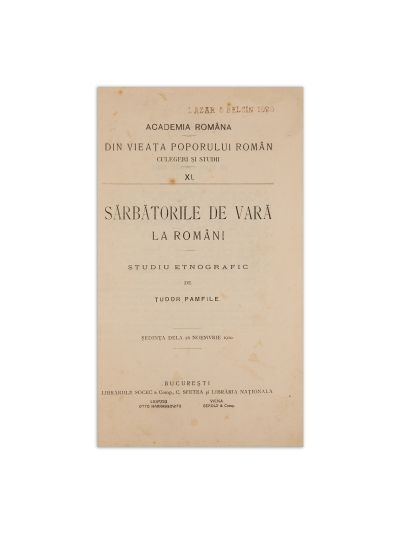 Tudor Pamfile, Sărbătorile de vară la români, 1910