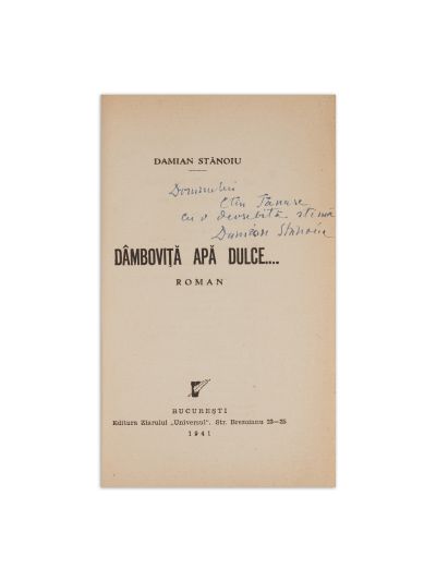 Damian Stănoiu, Dâmboviță apă dulce…, 1941, cu dedicație pentru Constantin Tănase