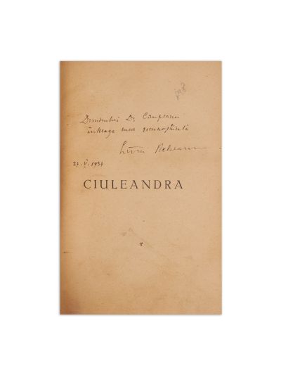 Liviu Rebreanu, Ciuleandra, 1927, cu dedicație pentru dr. Câmpeanu