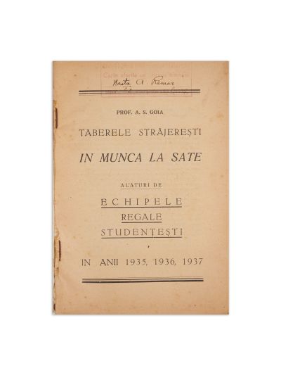 Prof. A. S. Goia, Taberele străjerești în munca la sate, 1935